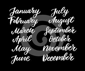 Handwritten names of months: December, January, February, March, April, May, June, July, August, September, October, November.