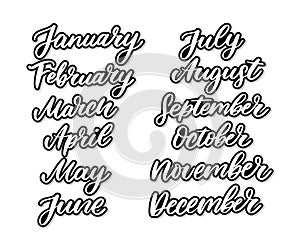 Handwritten names of months: December, January, February, March, April, May, June, July, August, September, October, November. photo