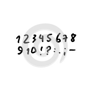 Handwritten numbers, vector lettering, abstract text illustration