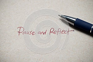 Handwritten Pause and Reflect Note