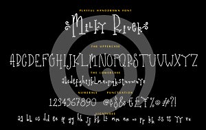 Handwritten playful script font Milky River vector alphabet set photo