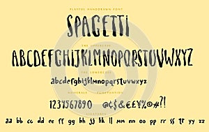 Handwritten playful script font Spagetti vector alphabet set