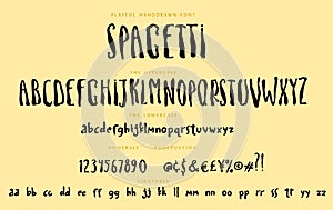 Handwritten playful script font Spagetti vector alphabet set photo