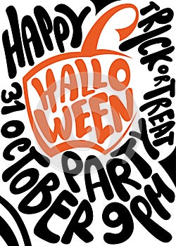 Handwritten poster for Halloween party. Lettering