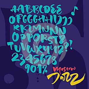 Handwritten script font. Brush font. Lowercase typeset