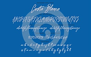 Handwritten script font vector alphabet Costa Blanca set