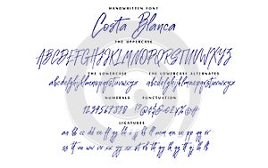 Handwritten script font vector alphabet Costa Blanca set photo