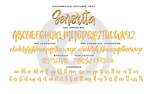 Handwritten script font vector alphabet Senorita set