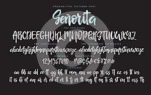 Handwritten script font vector alphabet Senorita set photo