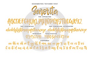 Handwritten script font vector alphabet Senorita set photo