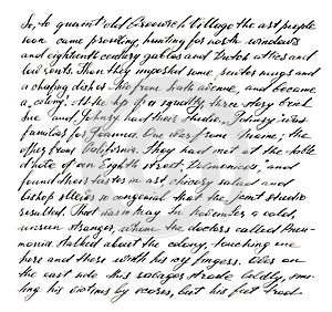 Handwritten text in pen and black ink. Excerpt from the story of O. Henry