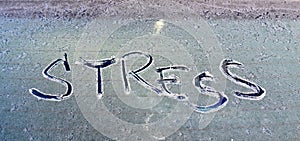 text stress pon a frosty car glass,