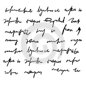 Handwritten Unreadable illegible text. Abstract handwriting of fictional language.