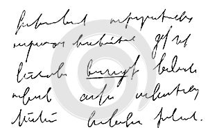 Handwritten Unreadable illegible text. Abstract handwriting of fictional language.