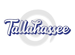 Handwritten word Tallahassee. Name of State capital of Florida. 3D vintage, retro lettering for poster, sticker, flyer