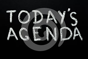 Handwritten. Words todays agenda background chalkboard texture background black board chalk text todays agenda design