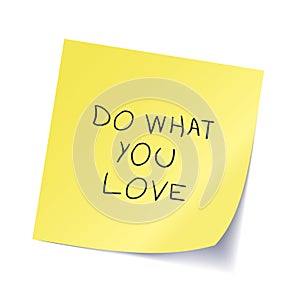 Handwritten yellow squared sticker. Meaningful Quote