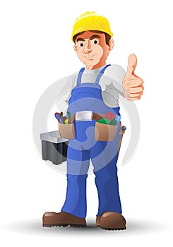 Handy man construction worker thumb-up