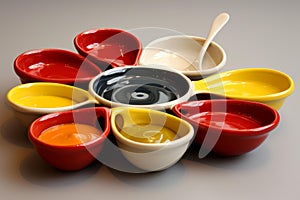 Handy Sauces bowls different kitchen. Generate Ai