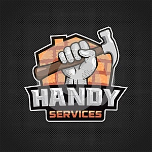 Handy services logo hand hammer