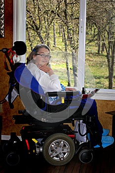 Handycapped woman in wheelchair