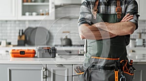 The Handyman in Modern Kitchen.AI generated image