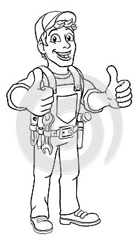 Handyman Cartoon Caretaker Construction Man