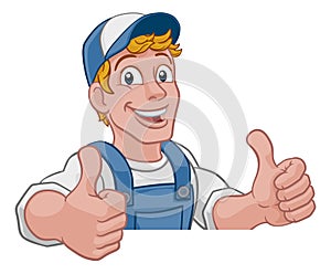 Handyman Cartoon Caretaker Construction Man Sign