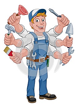 Handyman Cartoon Tools Caretaker Construction Man photo