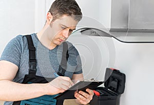 Handyman doing inspection