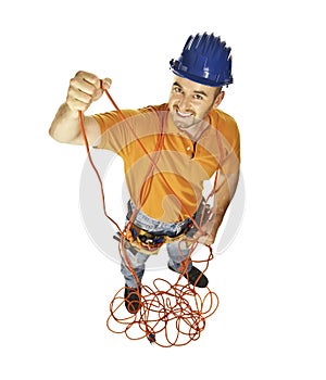 Handyman with electric wire