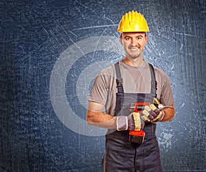 Handyman and grunge background