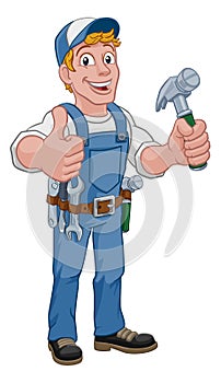 Handyman Hammer Cartoon Man DIY Carpenter Builder