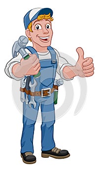 Handyman Hammer Cartoon Man DIY Carpenter Builder photo