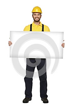 Handyman hold white board