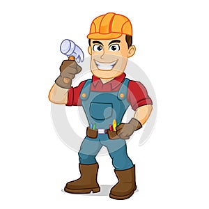 Handyman holding hammer