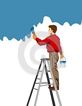 Trabajador de mantenimiento la pintura 
