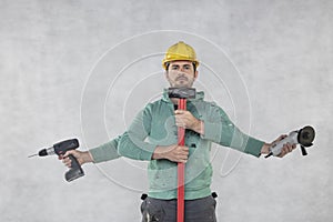 Handyman is ready for construction works
