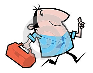 Handyman running cartoon illustration