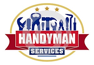 Handyman services colorful oval vector design for your logo or e