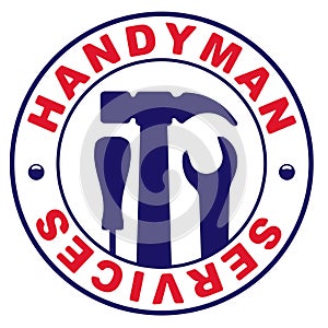 Handyman services round vector design for your logo or emblem with set of workers tools. There are wrench, screwdriver, hammer