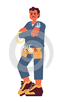 Handyman tool belt cartoon flat illustration