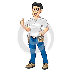 Handyman with a Tool Equipment Belt Thumbs Up Hand