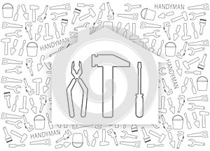 Handyman Tools pattern. Corporate web site elements & background. Vector graphics for fixing, plumbing, renovation tools in trendy