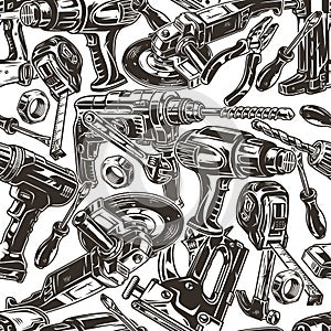 Handyman tools vintage seamless pattern