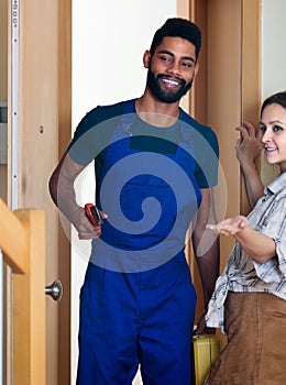 Handyman visiting female client