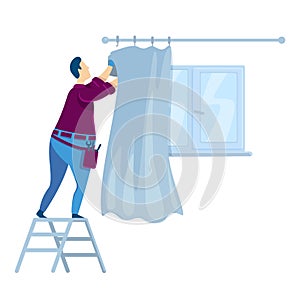 Handyperson flat color vector faceless character