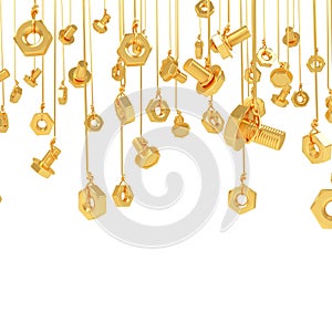 Hang bolts and nuts (3d render)