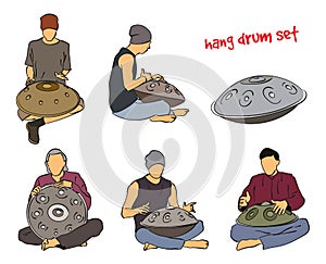 Hang drum musician set