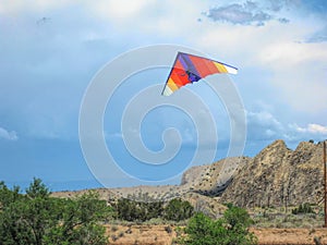 A Hang-Glider Approaches Landing Near Cerrillos, New Mexico, USA